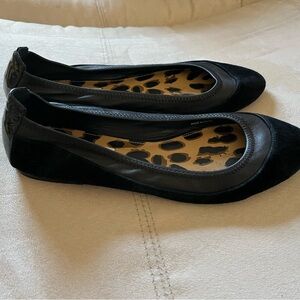 Diane Von Furstenberg Suede and Leather Black Ballet Flats